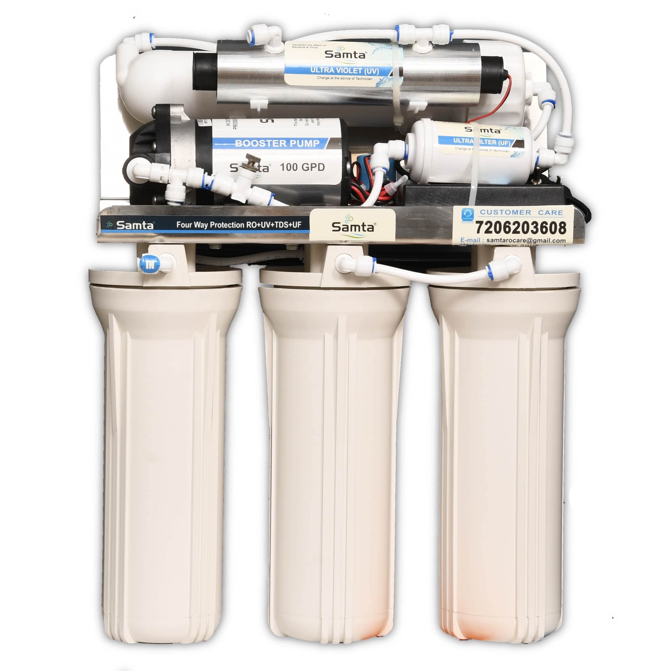 Samta® wall mount Open Steel Water Purifier | RO+UV+UF+TDS Protection | 3000PPM | 18LPH | Steel Cabinet | Sedimentation+GAC+CTO+RO+UV+UF | 20000L filter life | 12 Months Warranty (All Electrical Part)