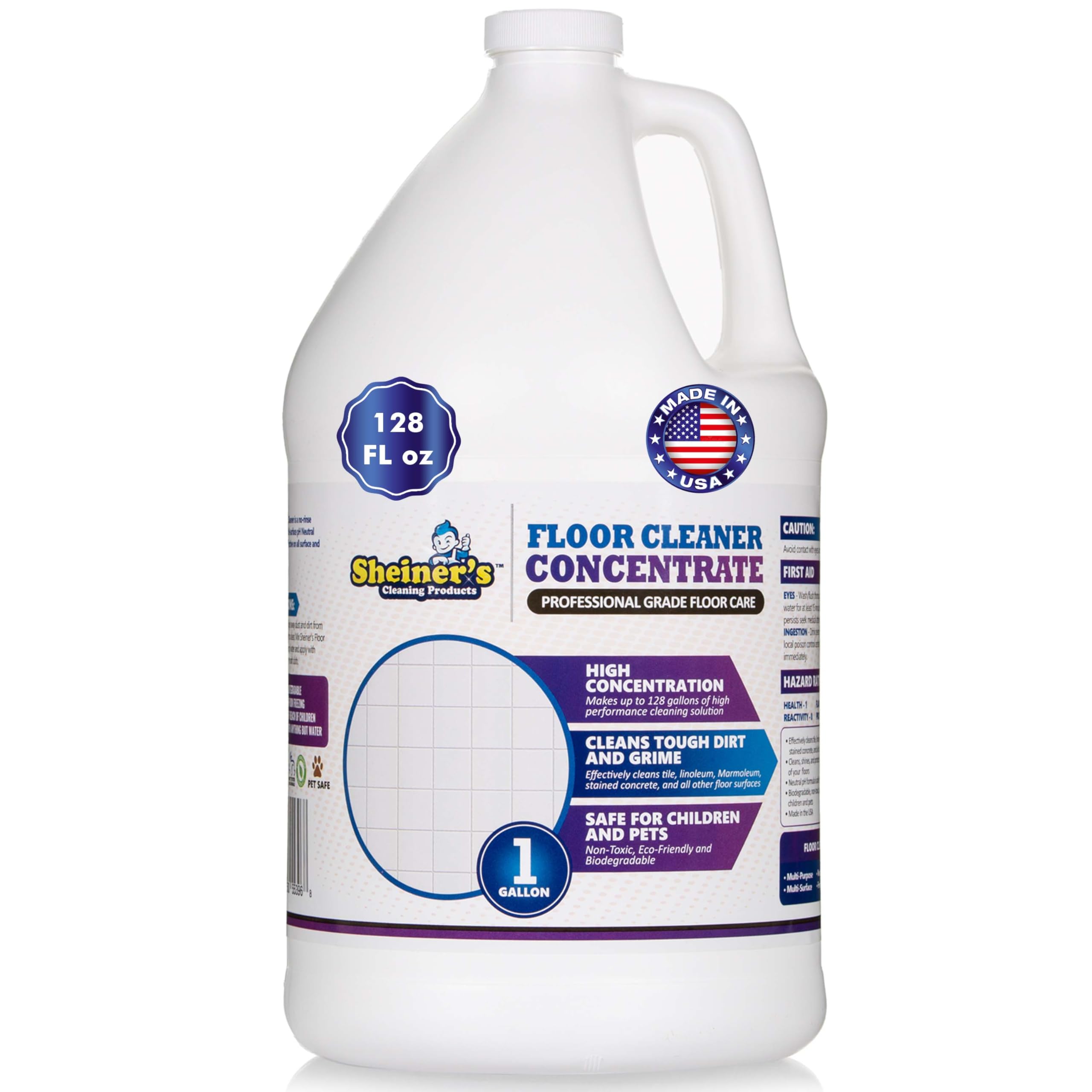 Sheiner's Multi-Surface Cleaner Concentrate, No-Rinse Floor Cleaner & Degreaser for Home, Office & Kitchen, Safe for Kids & Pets, Non-Toxic Lavender Scent All-Purpose Cleaning Supplies, 1-Gallon.