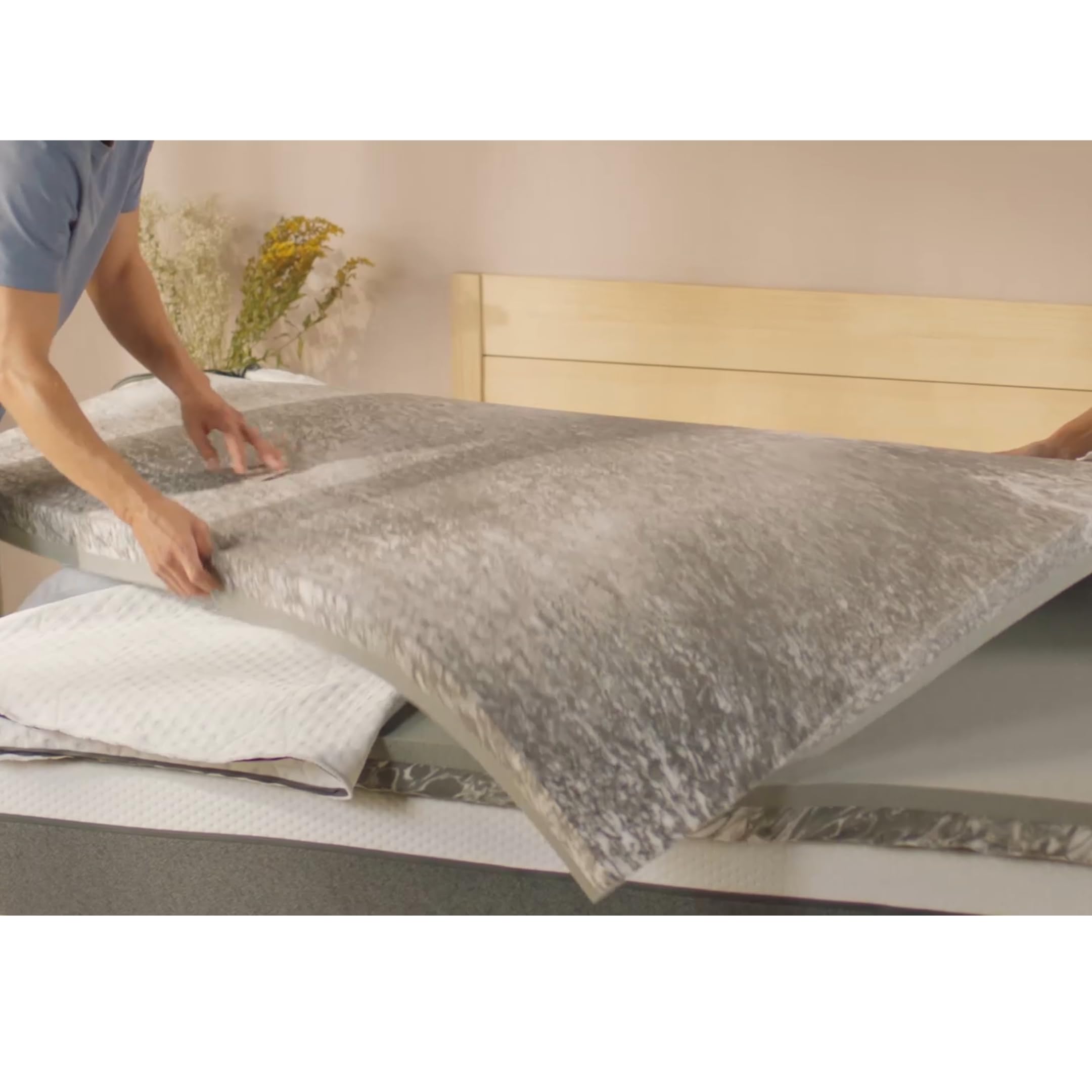 Surmatelas Emma Original Pro 140x190 cm, 8 cm | 2 Couches Thermorégulantes & Ferme | Mousse HRX | Housse Amovible et Lavable | Prolonge la Durée de Vie du Matelas