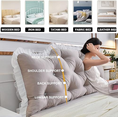 Miniatura 3 de Almohada de cuña para cabecera de dormitorio, almohada de lectura en casa, soporte de espalda para sentarse en la cama, cojín lumbar de gran tamaño