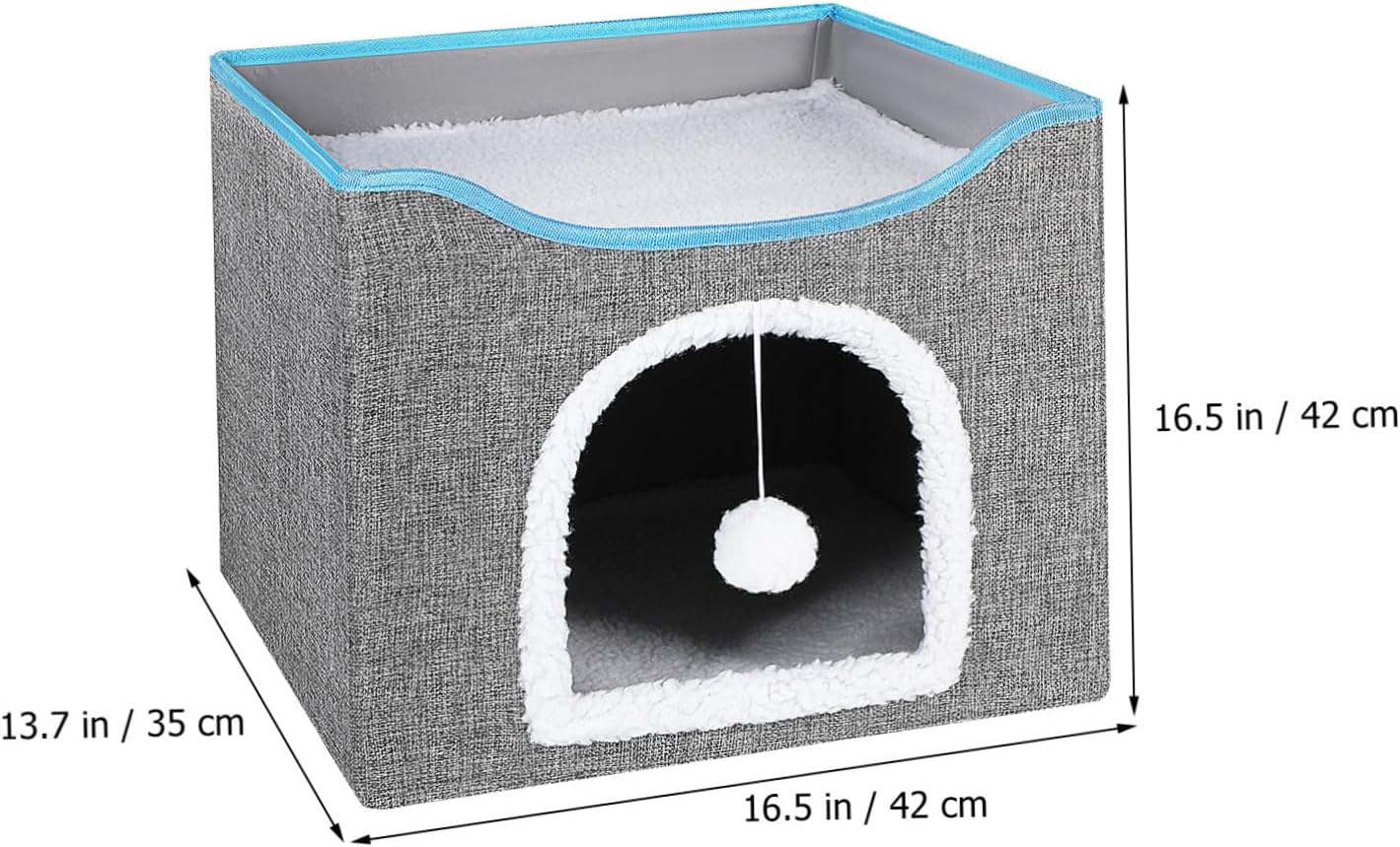 BESPORTBLE Foldable Cat House for Indoor Cats Double Stylish Design Multi-Functional Shelter and Scratch Board Comfortable and Strong
