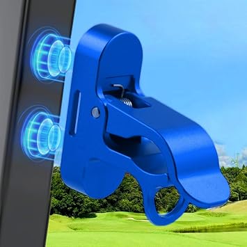 Magnetic Golf Holder Clip for Golf Cart with Hook Design, Aluminum Alloy Golf Cart Hold with Secure Grip & Hook & Loop Strap, Golf Cart Accessories, Ideal Golf Gifts for Men