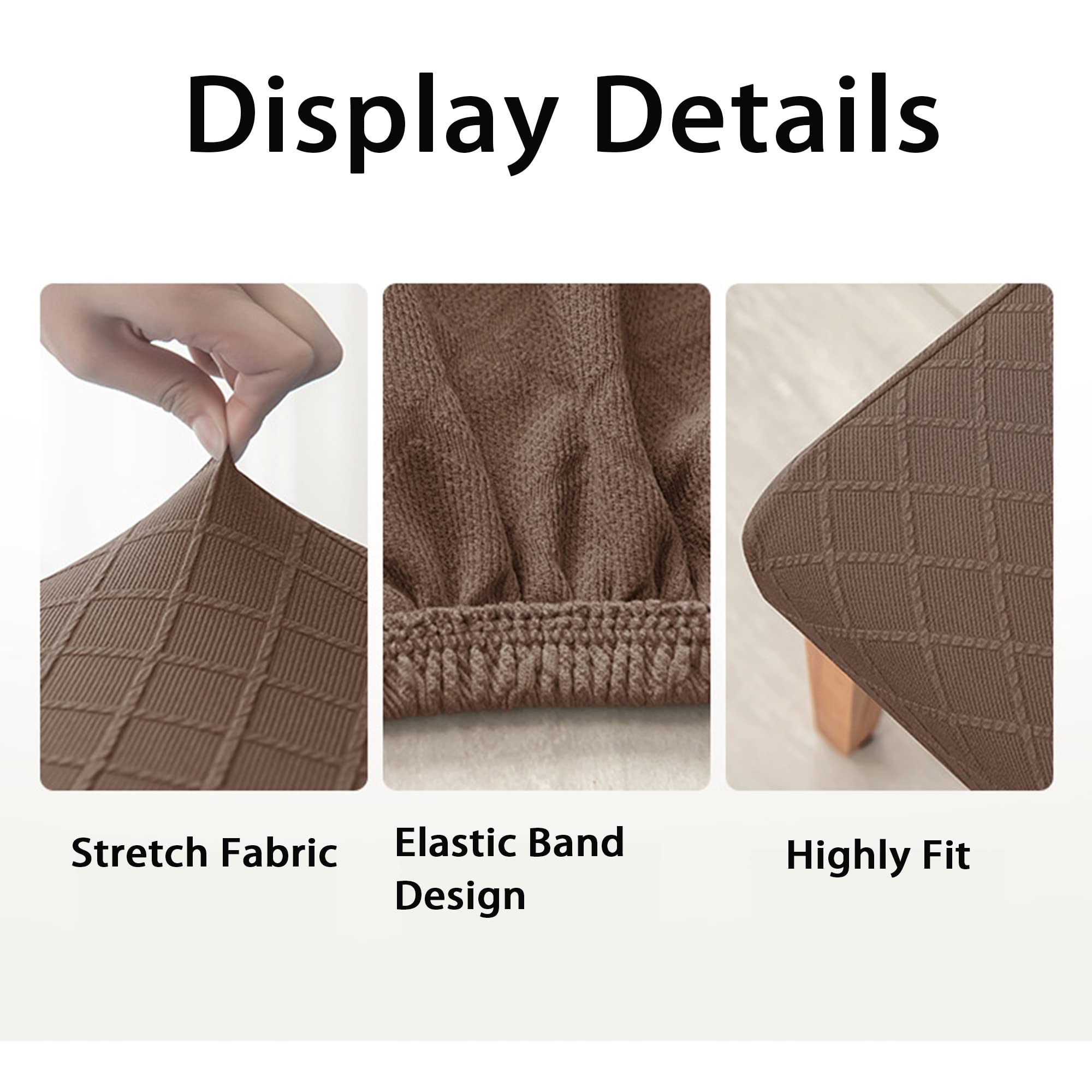 Coprisedie elasticizzate, con schienale alto, in jacquard, rimovibili, lavabile, per cucina, sala da pranzo, banchetti, set da 6 (rosa)