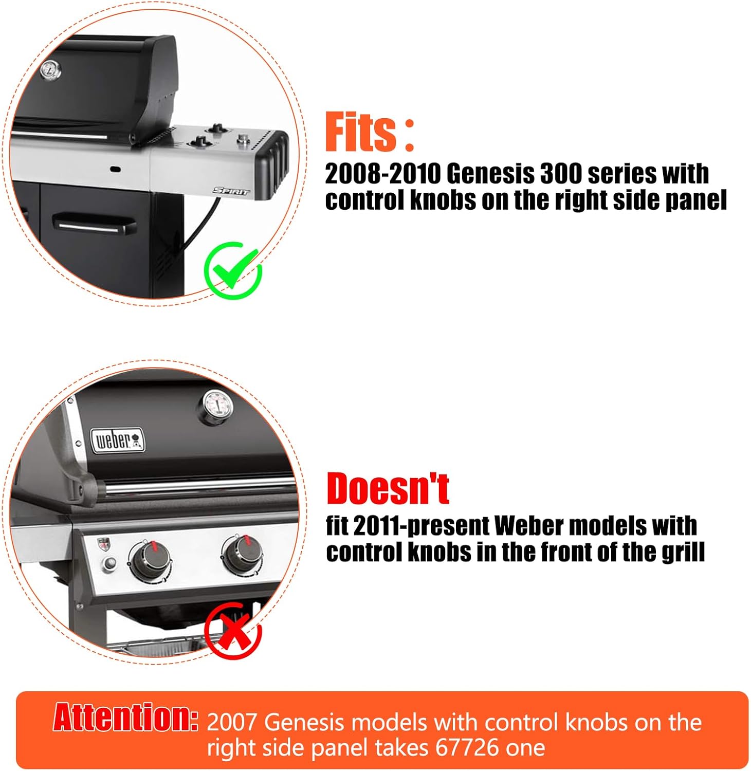 QuliMetal 67847 Igniter,304 Stainless Steel Grill Burner, 24.5" Flavorizer Bars, Grill Parts for Weber Genesis 300 Series Grills with Side Controls Knobs, Genesis E/S310 E/S320 EP310 EP320 (2007-2010)