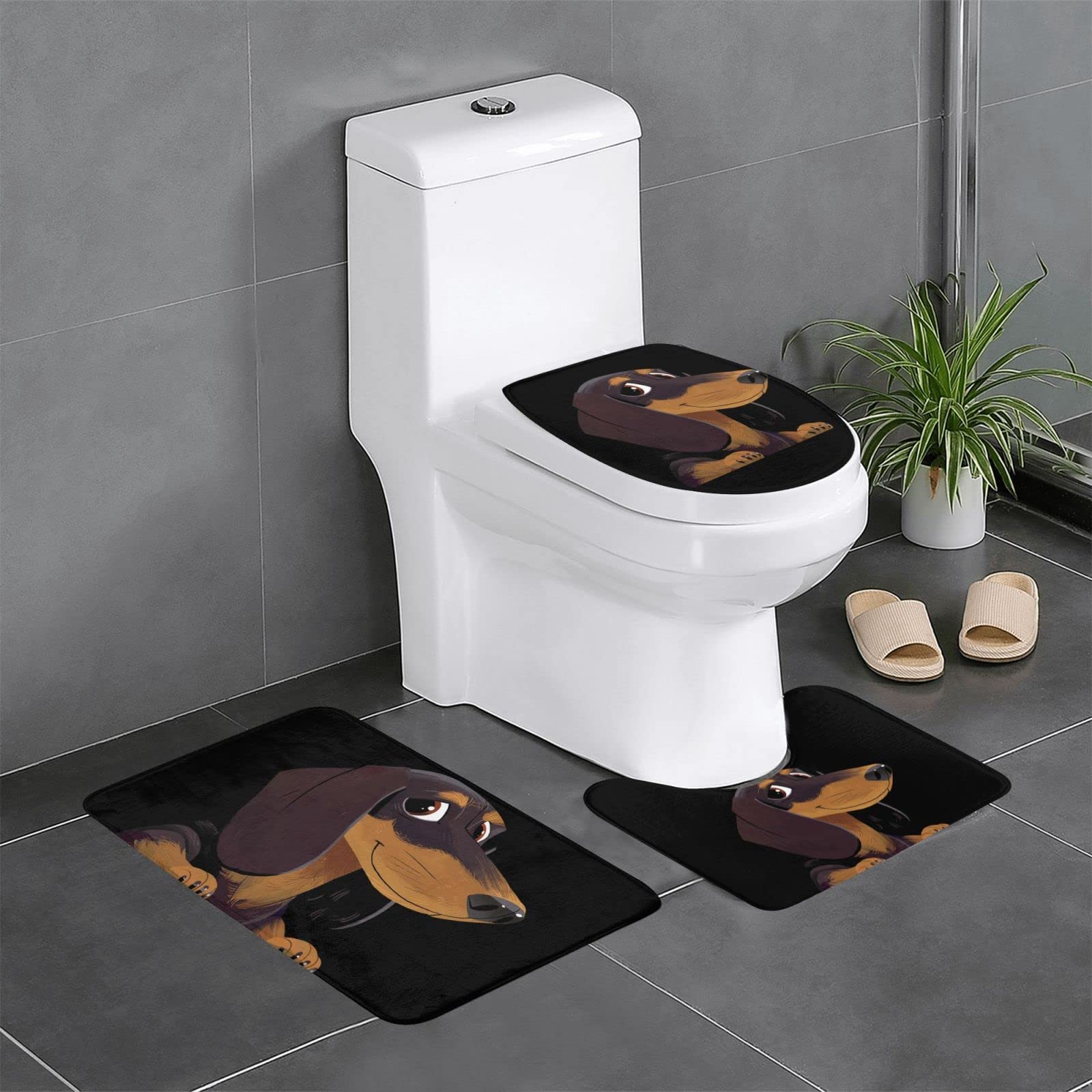 （専用）おトイレしているスムースダックス　ワイヤーアート他3点 Amazon｜萌え ダックスフント 犬柄 3点セット トイレマット