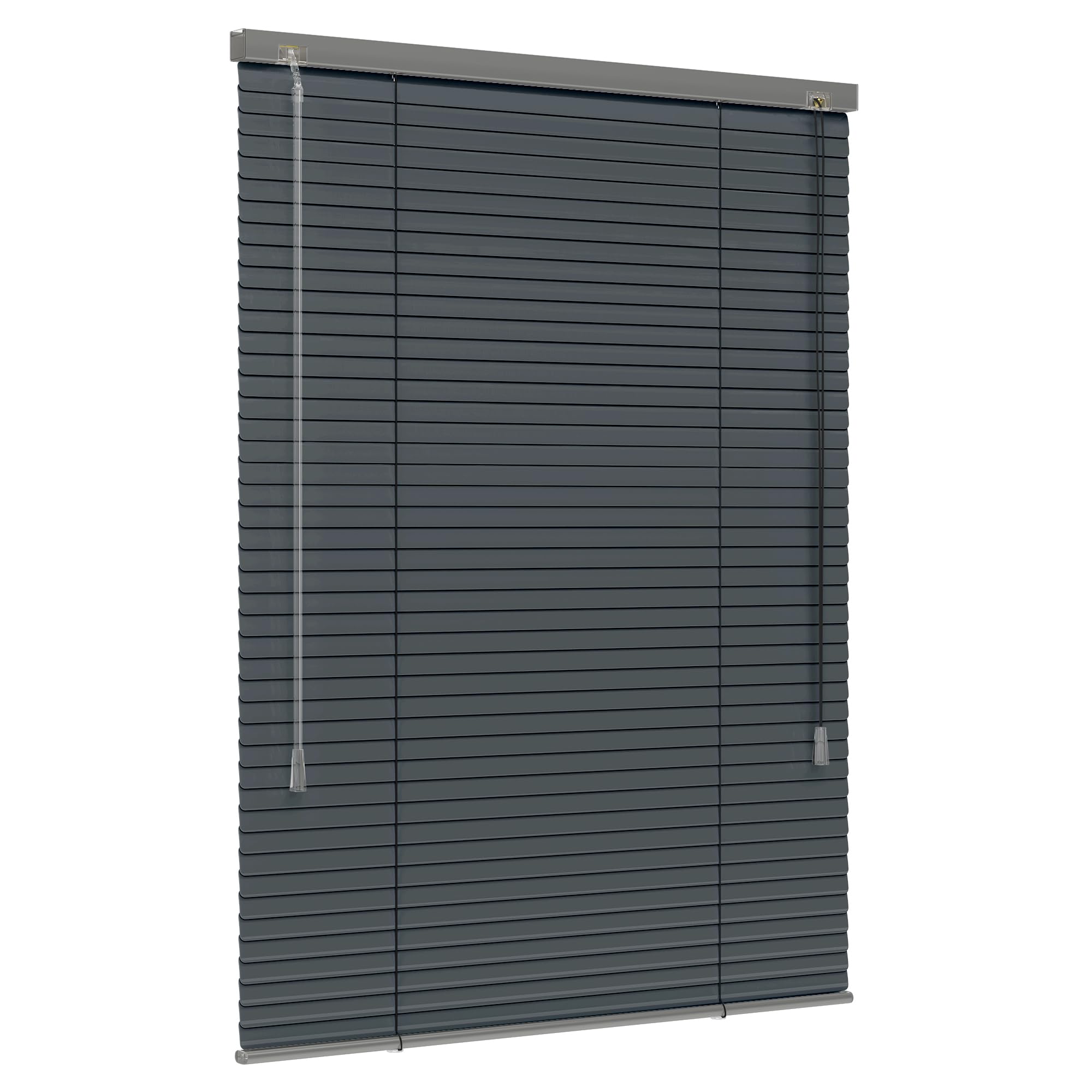 Jalousiescout Persiana Veneciana sin luz Persiana Veneciana de Aluminio, innovadora tecnología de oscurecimiento, protección de la intimidad, sin taladrar, 150 x 250 cm, Gris Oscuro Mate