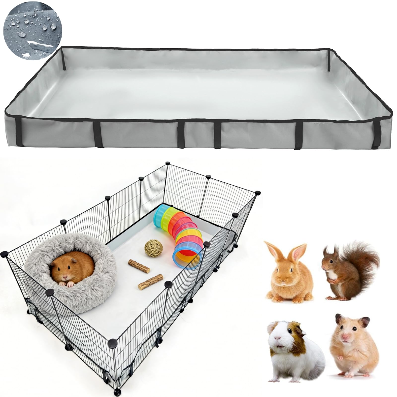 DZWLKJ Guinea Pig Cage Liner Tarp Bottom Waterproof and Washable Base Also for Rabbits, Bunny, Chinchesillas, Hedgehog, Ferrets and Other Small Animals(24x48 inches)