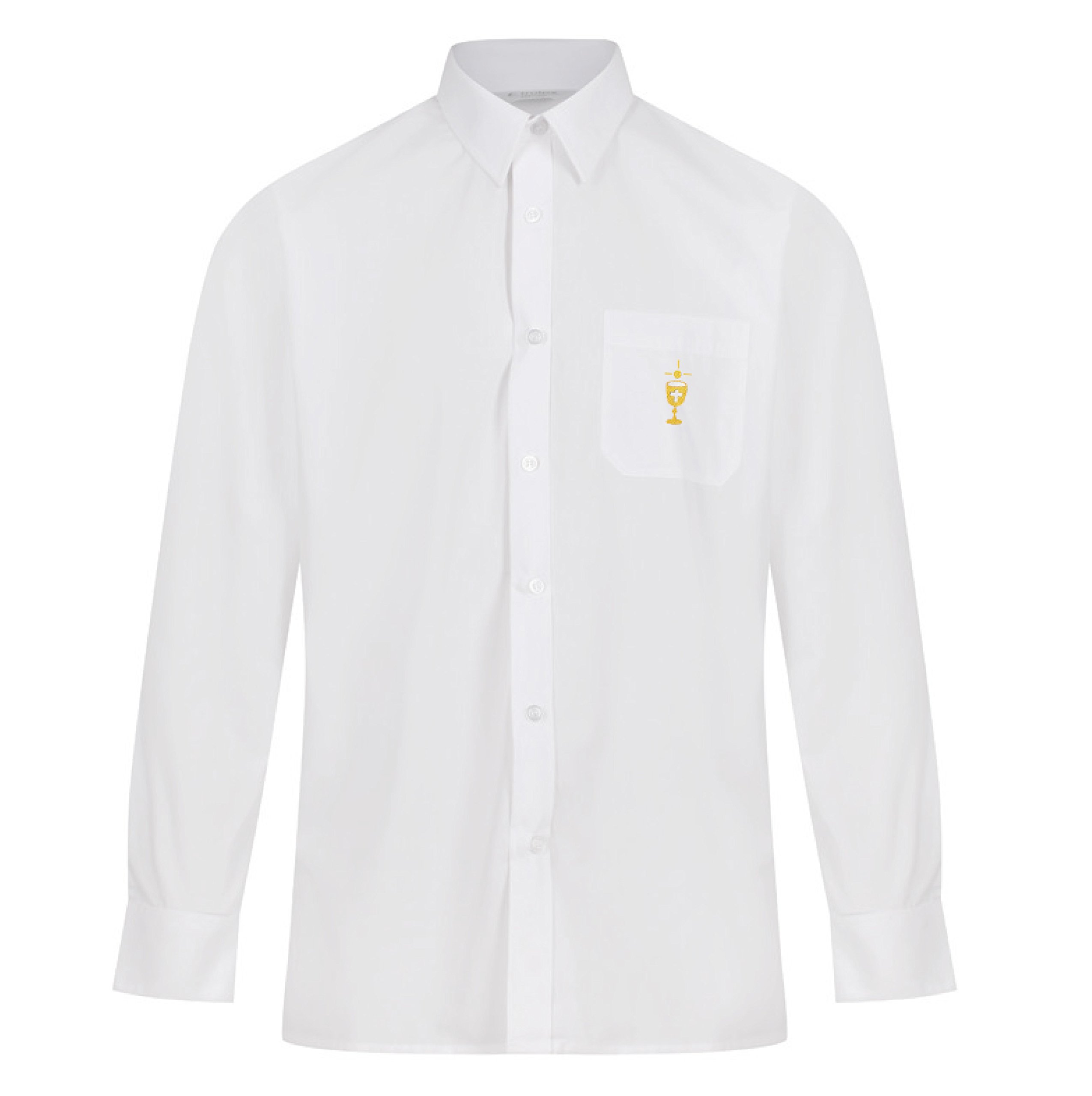 Parkers Official First Holy Communion Shirt Long Sleeve and Short Sleeve (White Long Sleeve, 13.5" Collar / 36" Chest)