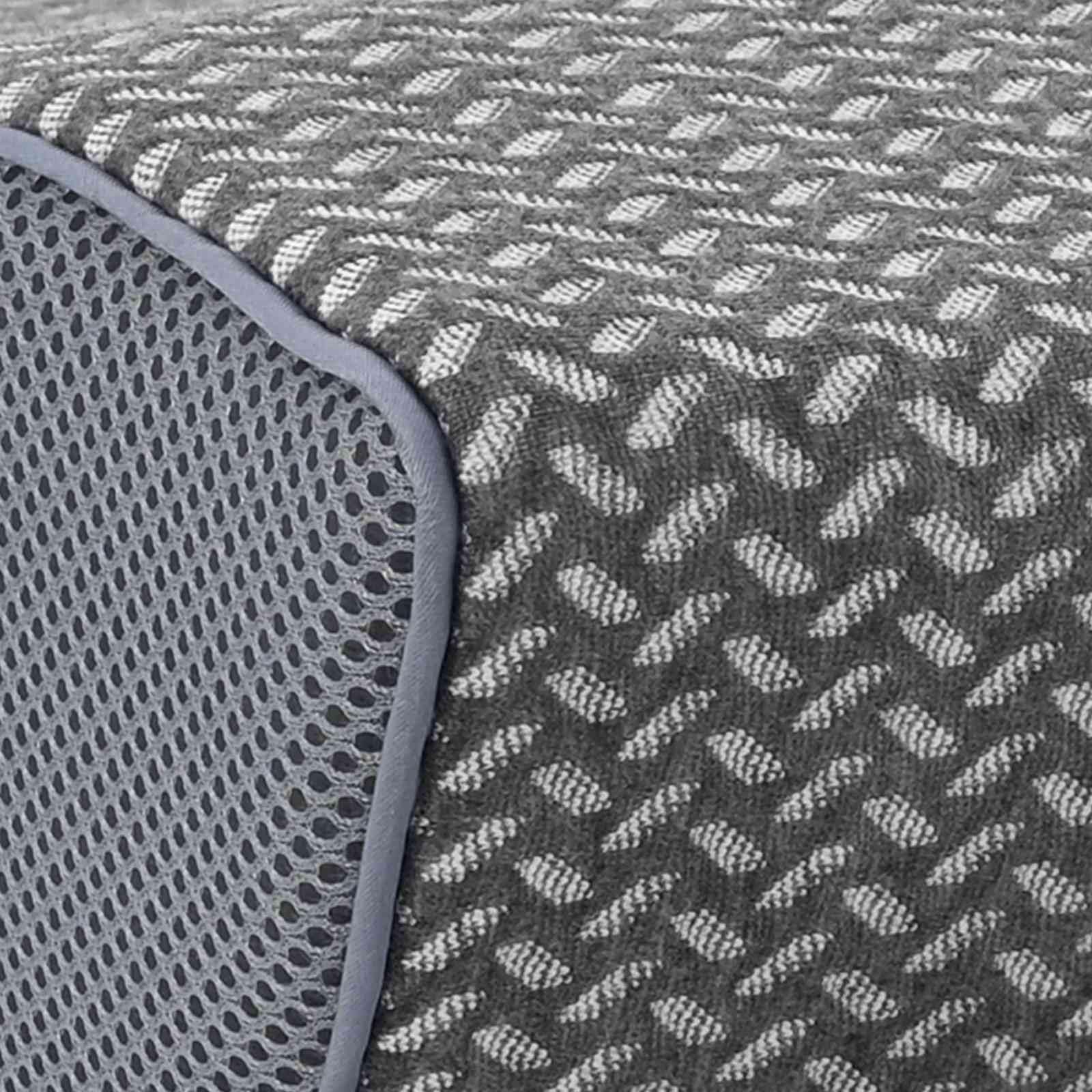 Nowoczesna poduszka pod kark, szara, 60 x 34 x 11 cm, z pianki memory z poszewką poliestrową, ergonomiczna poduszka podróżna dla karku i komfortu
