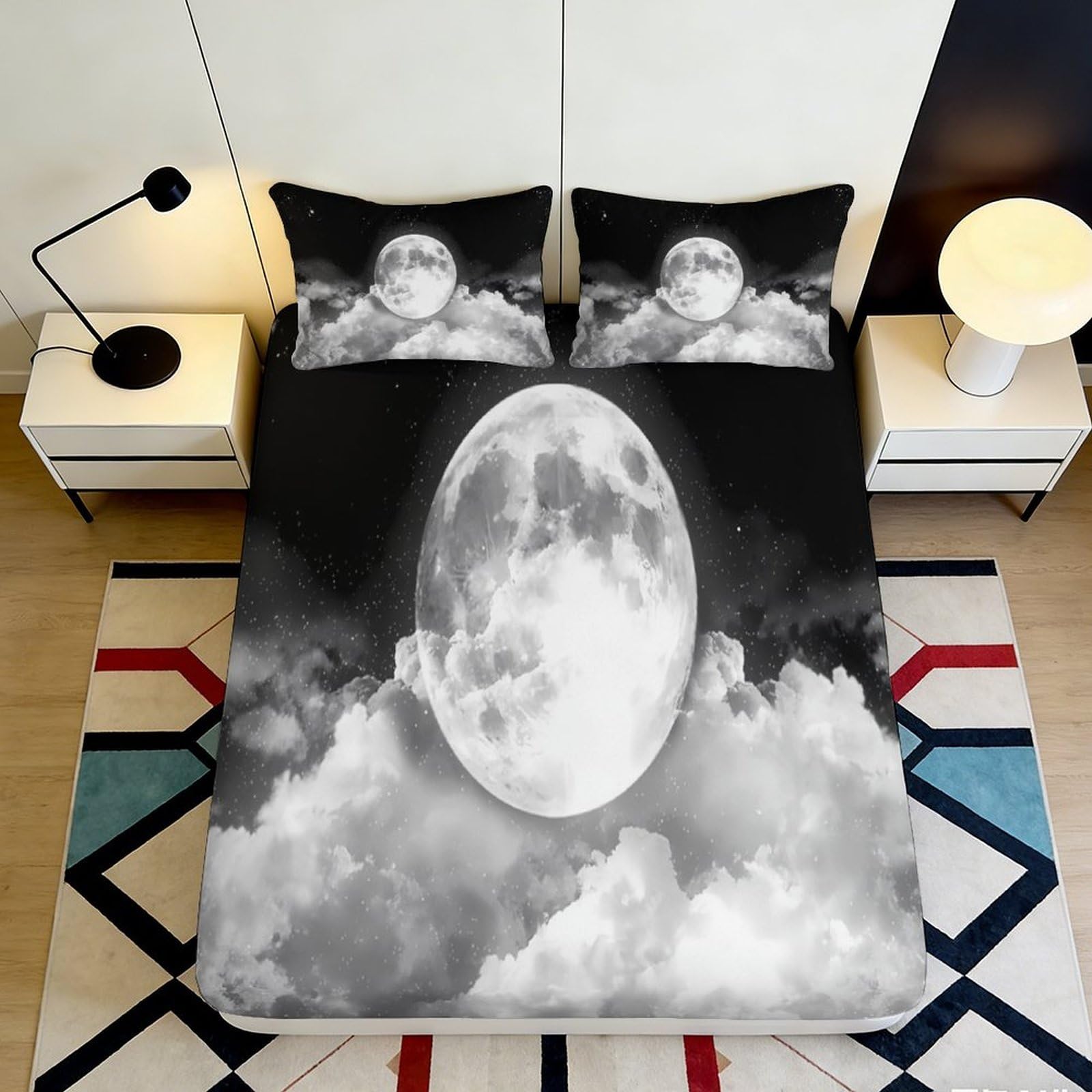 3D Printed Artistic Dog Fitted Sheet Microfiber Deep Pocket Non-Slip Bedroom Bedding Dog Mattress Fitted Cover 180x200x25cm