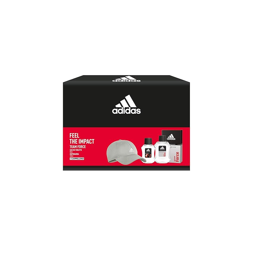 Immagine del prodotto Adidas, Confezione Regalo Team Force: Profumo Uomo 50 ml, Dopobarba 100 ml e Cappello Baseball Grigio
