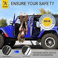 Vista 2 de moveland Asas de agarre de barra enrollable con bandera de Estados Unidos, 2 asas de agarre para accesorios Jeep Wrangler JL, JK, TJ, YJ y Jeep