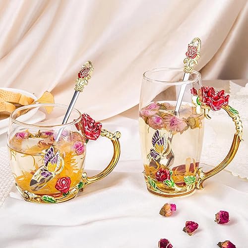 Miniatura 10 de Taza de café de cerámica, taza de té de porcelana fina, taza de té con cuchara, tazas de té para mujeres adecuadas para hacer té, bebidas frías