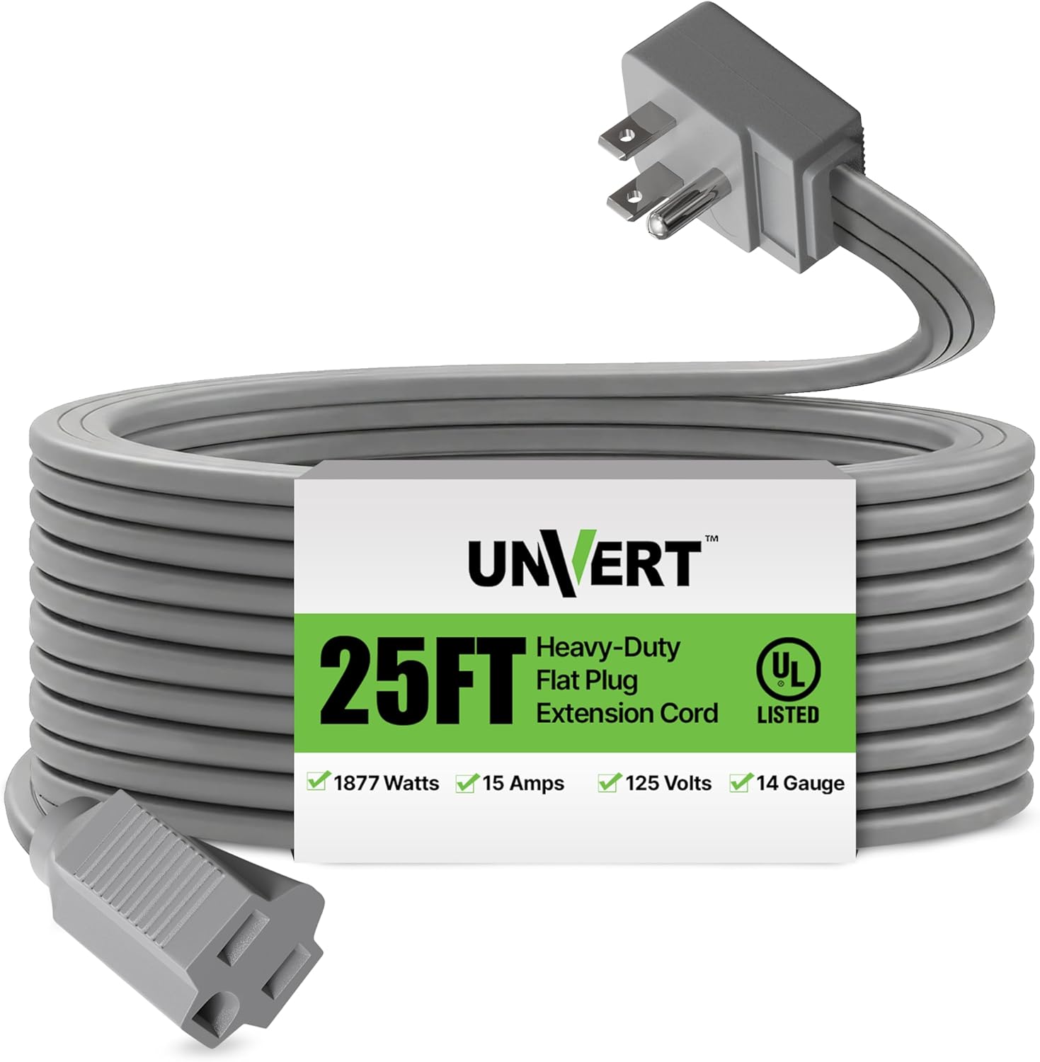 Heavy Duty Air Conditioner and Major Appliance Extension Cord / Wire Grey, (25 Ft)