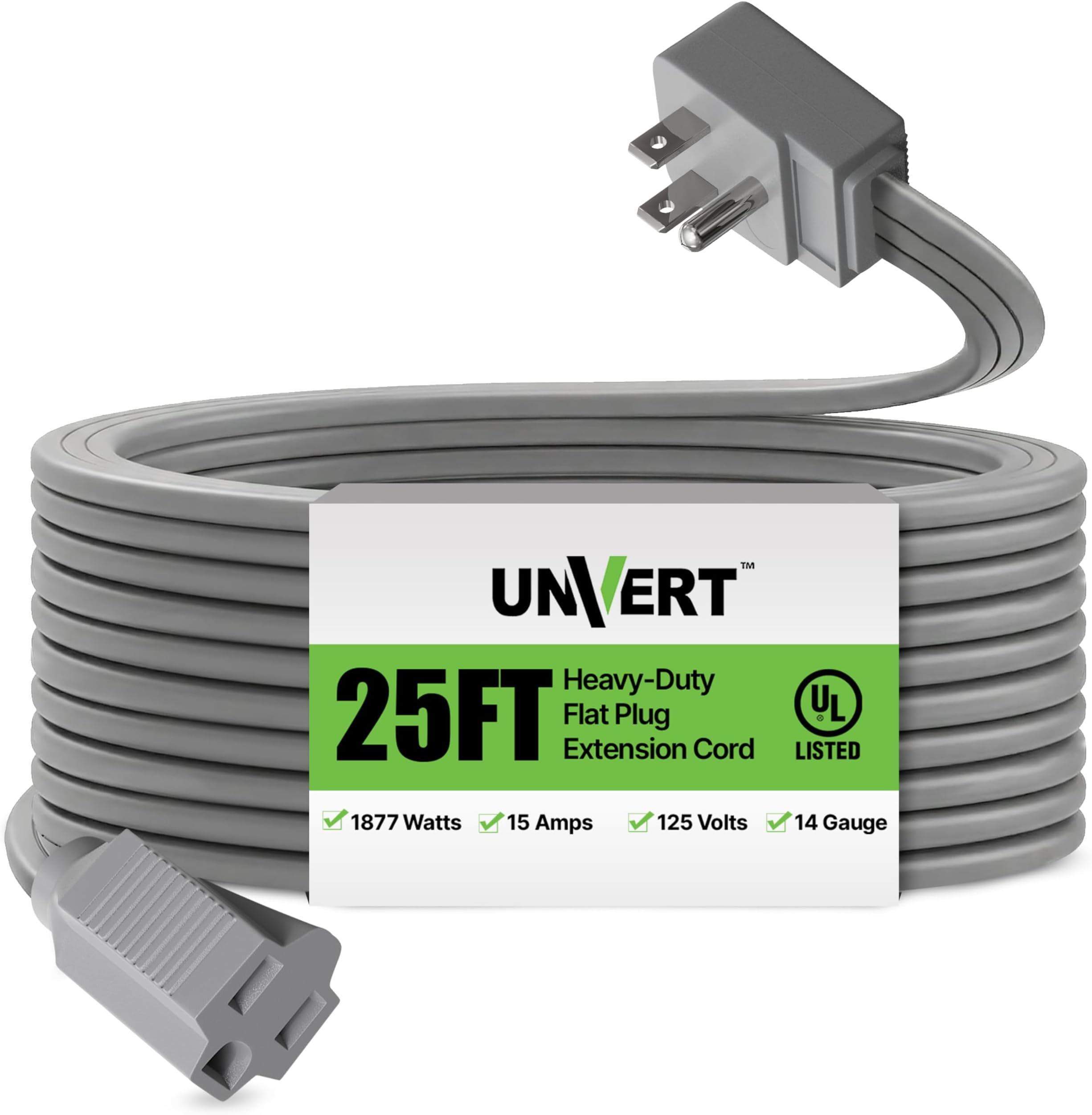 Heavy Duty Air Conditioner and Major Appliance Extension Cord / Wire Grey, (25 Ft)