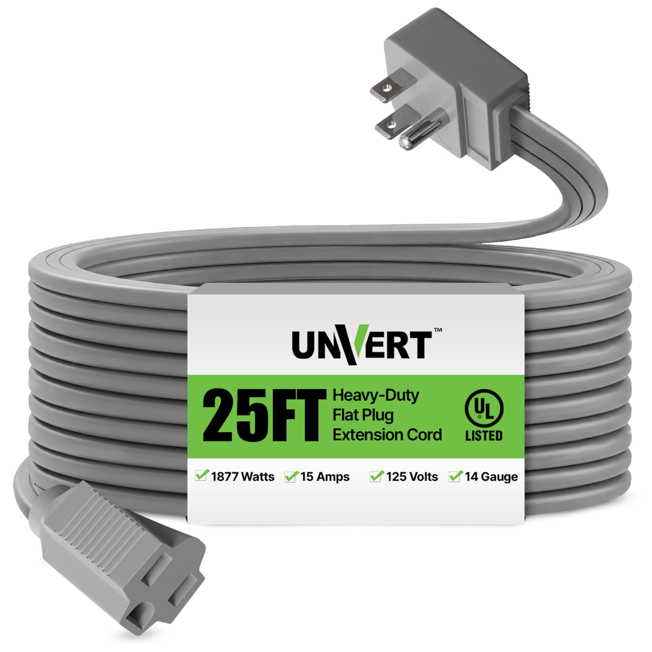Unvert Heavy Duty Appliance Extension Cord 25ft 14AWG