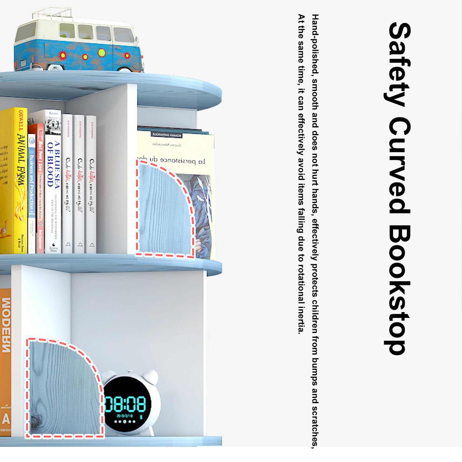 360° draaibare boekenplank ronde mobiele boekenkast met 4