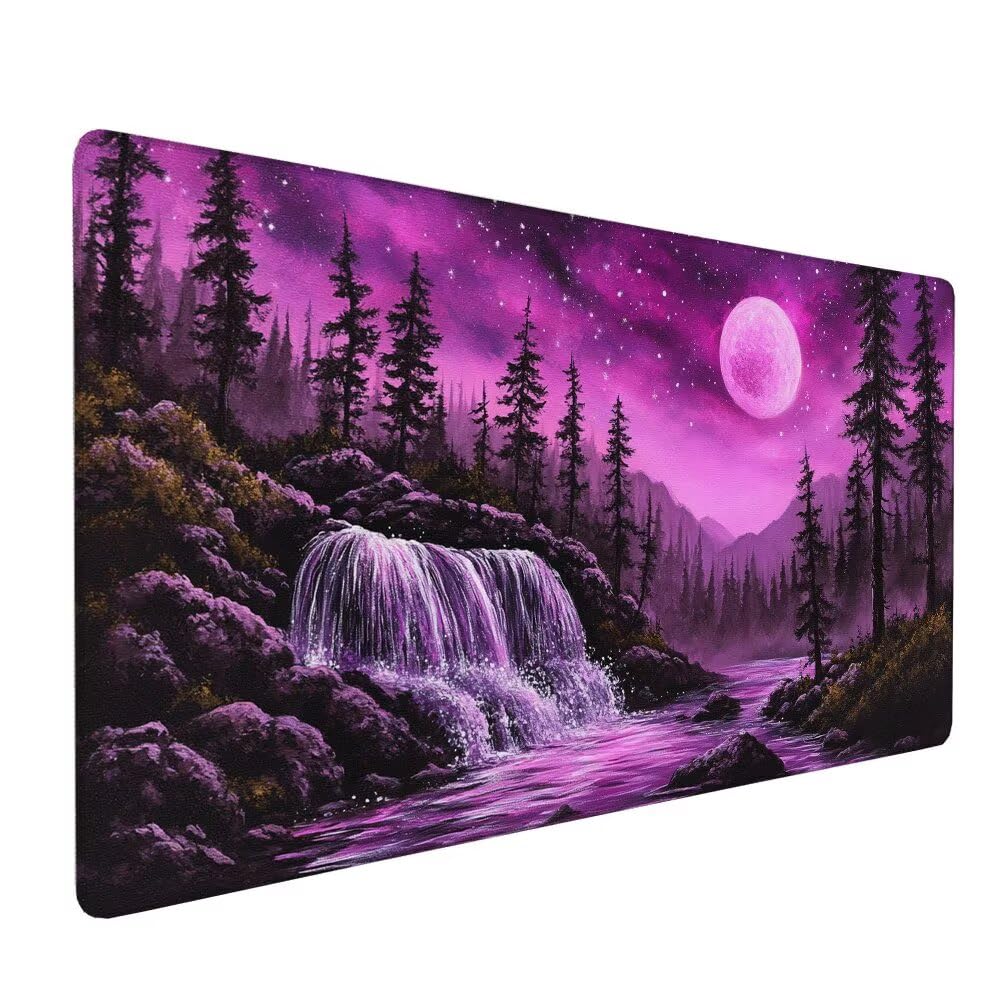 Viola Tappetino Mouse XXL 1000x500x3mm, Gaming Tappetino Mouse Paesaggio Mousepad con Base in Impermeabile Gomma Antiscivolo per Tastiera, PC, Computer Ufficio Idea Regalo per Festa del Papà X-976
