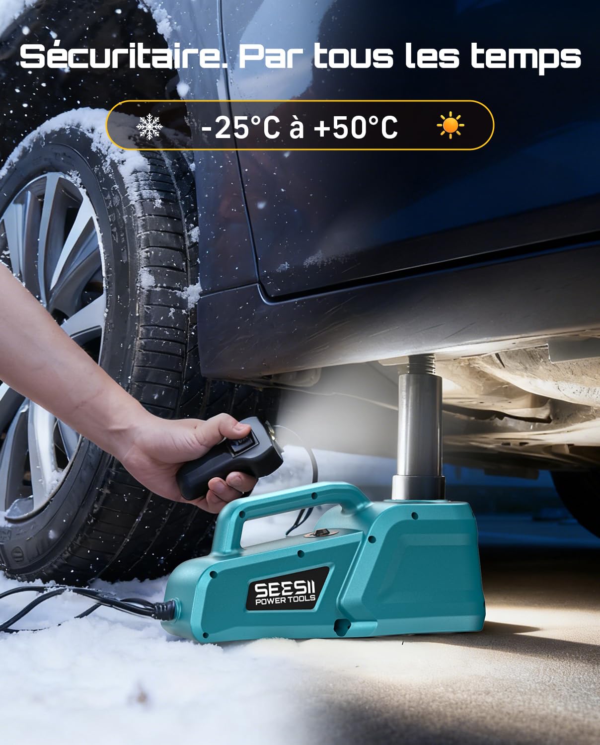 SEESII Cric Hydraulique 5-Tonnes 3-Tonnes: 12V Cric électrique Voiture avec télécommande, 15.5-45 cm d'amplitude de Levage, pour Voiture/SUV/Camion, Changement de pneus et Réparation de Garage