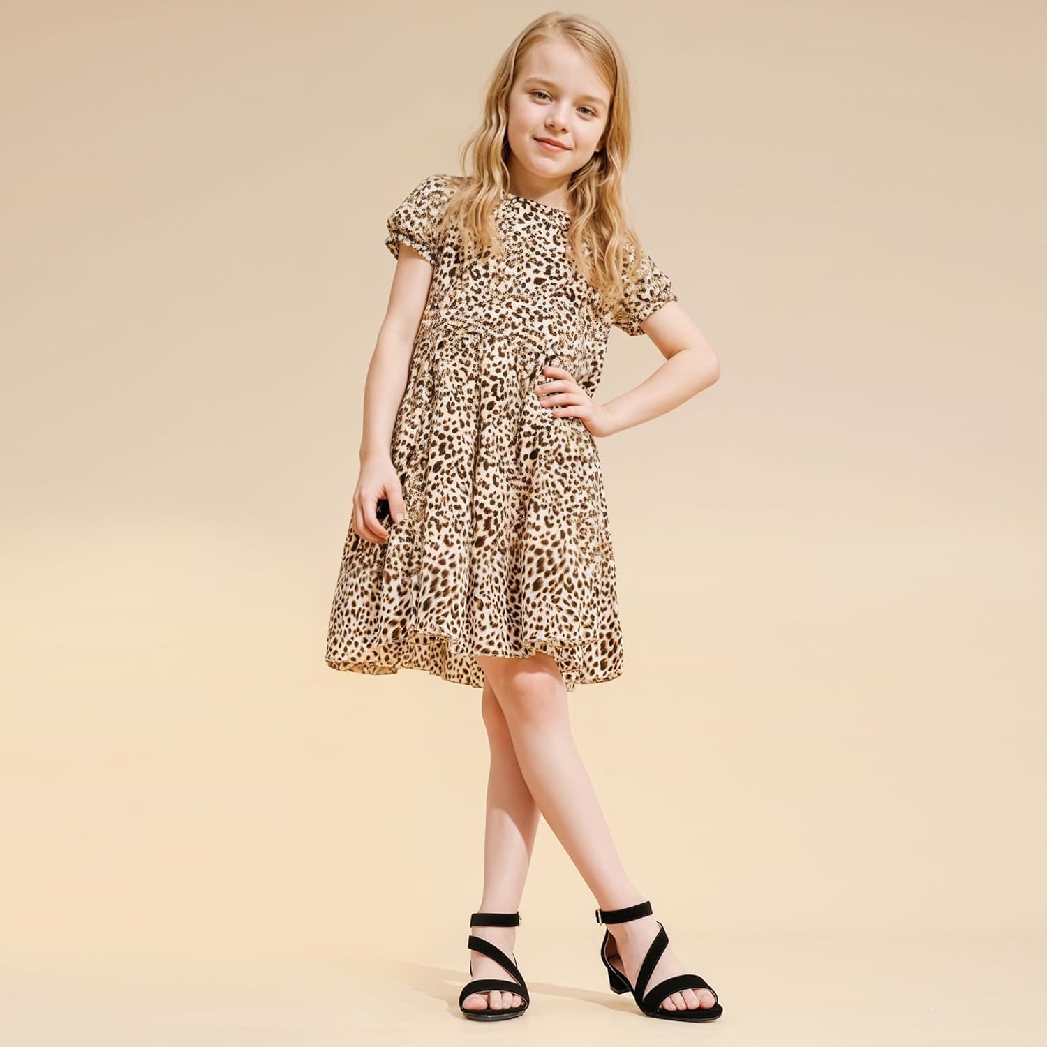 Girls Sandals Kids Heels Open Toe Ankle Strap Dress Shoes Flower Wedding Party for Toddler Little Big Kid - Image 3