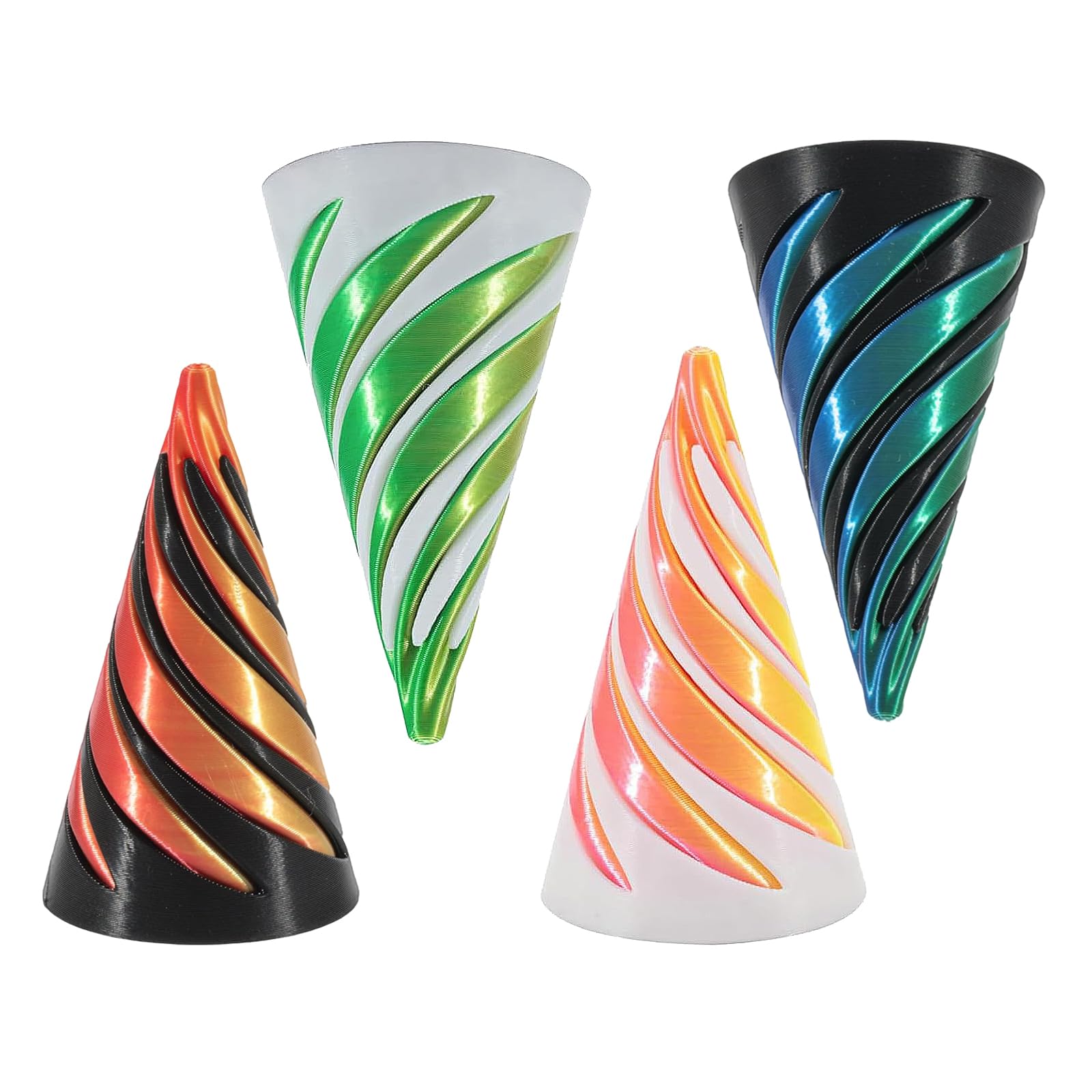 4 PCS 3D Printed Fidget Toy, Spiral Cone Fidget Toy, Impossible Cone, 3D Printed Pass Through Fidgets Toy, for Adults and Kids, Fun Gift for Anxiety Relief