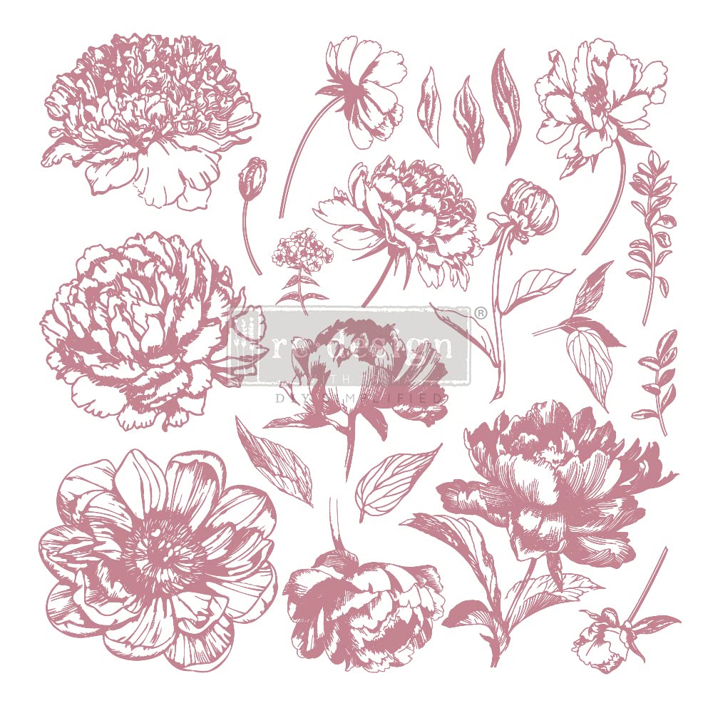 Redesign Decor Clear-Cling Stamps - Linear Floral for Wall Paint Wall Art Furniture Decorative nightstand Bed Side Stand Large Vanity Table Set Makeup Vanity Dressing Table Computer Desk-image-2