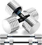 Northdeer V2.0 Adjustable Steel Dumbbells 40LB / 60LB - 2 in 1 Dumbbell Barbell Set for Home Gym Workout - Compatible with V1.0 Dumbbells