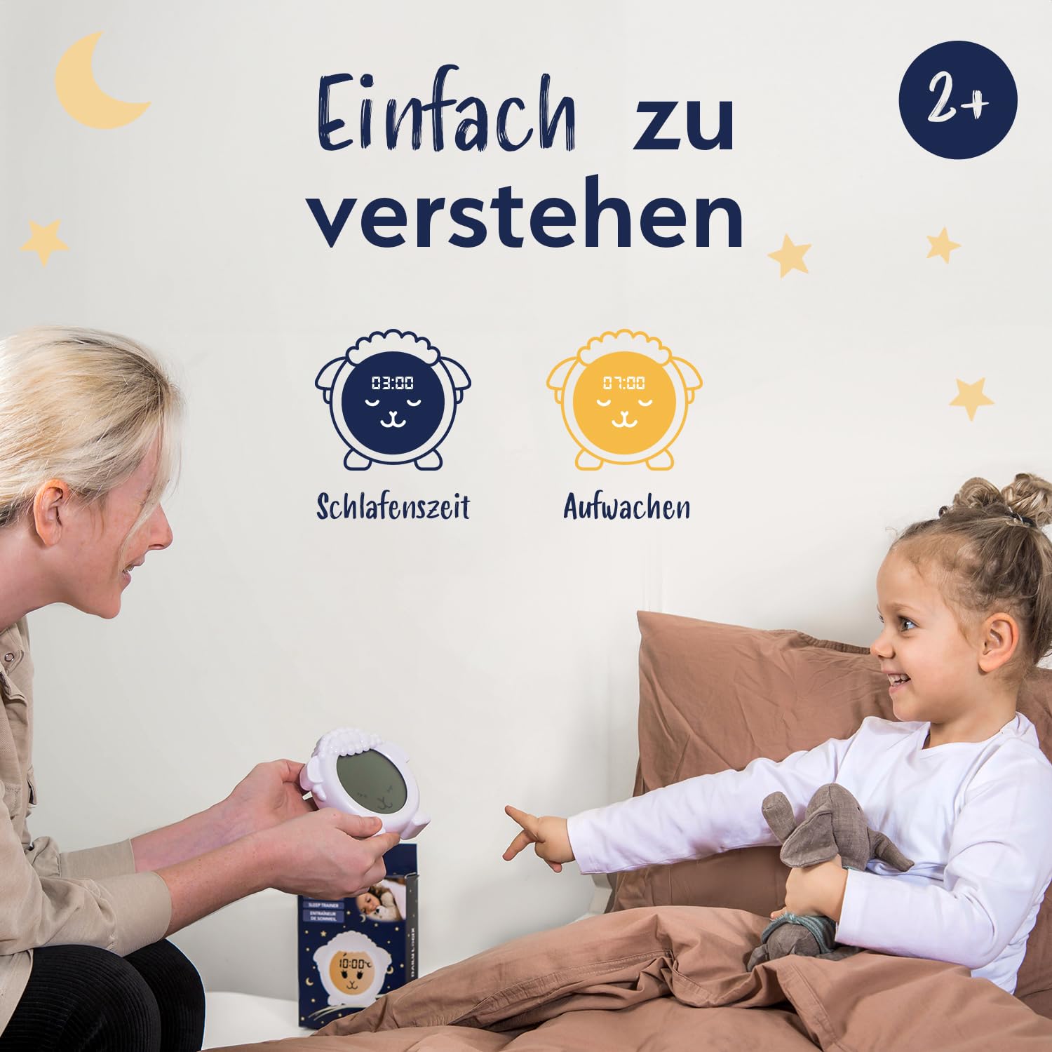 Schlaftrainer, Schaf, Lernwecker für Kinder, LED-Kinderwecker, Lernwecker, Einschlafen und Aufwachen Lernen, Nachtlicht