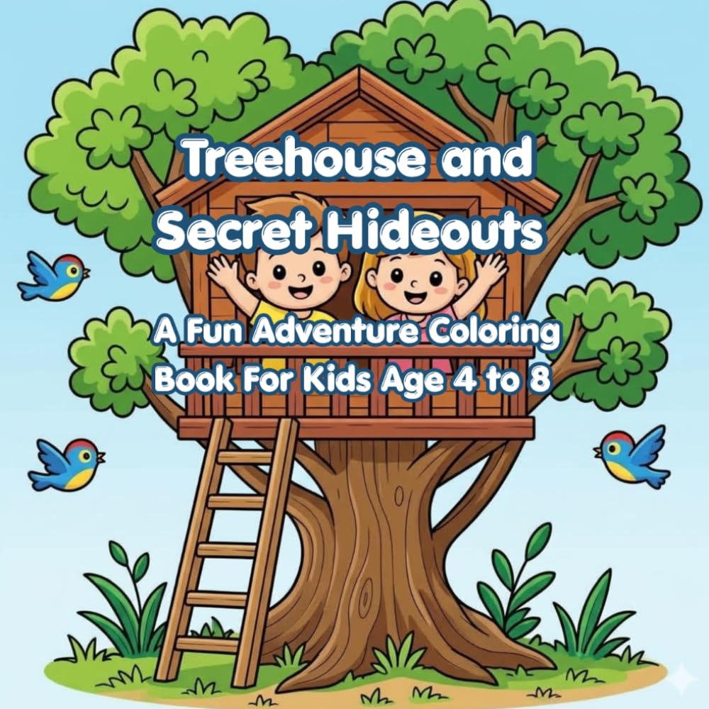 Treehouses & Secret Hideouts: A Fun Adventure Coloring Book for Kids Ages 4–8 (Little Explorers Hideout Series)