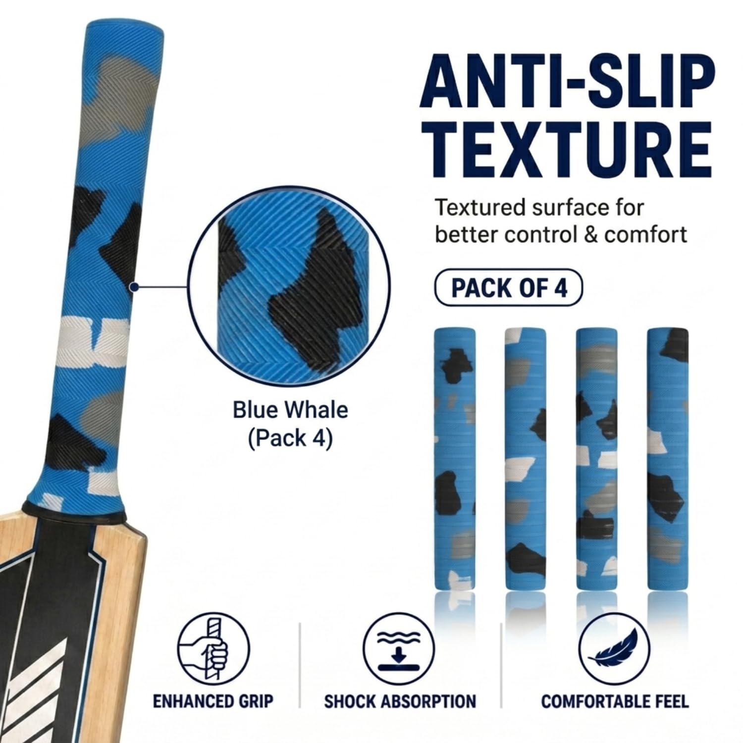 Cricket Bat Grips - Durable Rubber Grips with Soft Feel