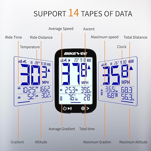 Miniatura 2 de Velocímetro de Bicicleta GPS Ordenador de Ciclismo Inalámbrico – Inicio/Parada Automática, Retroiluminación Automática, Odómetro de Bicicleta