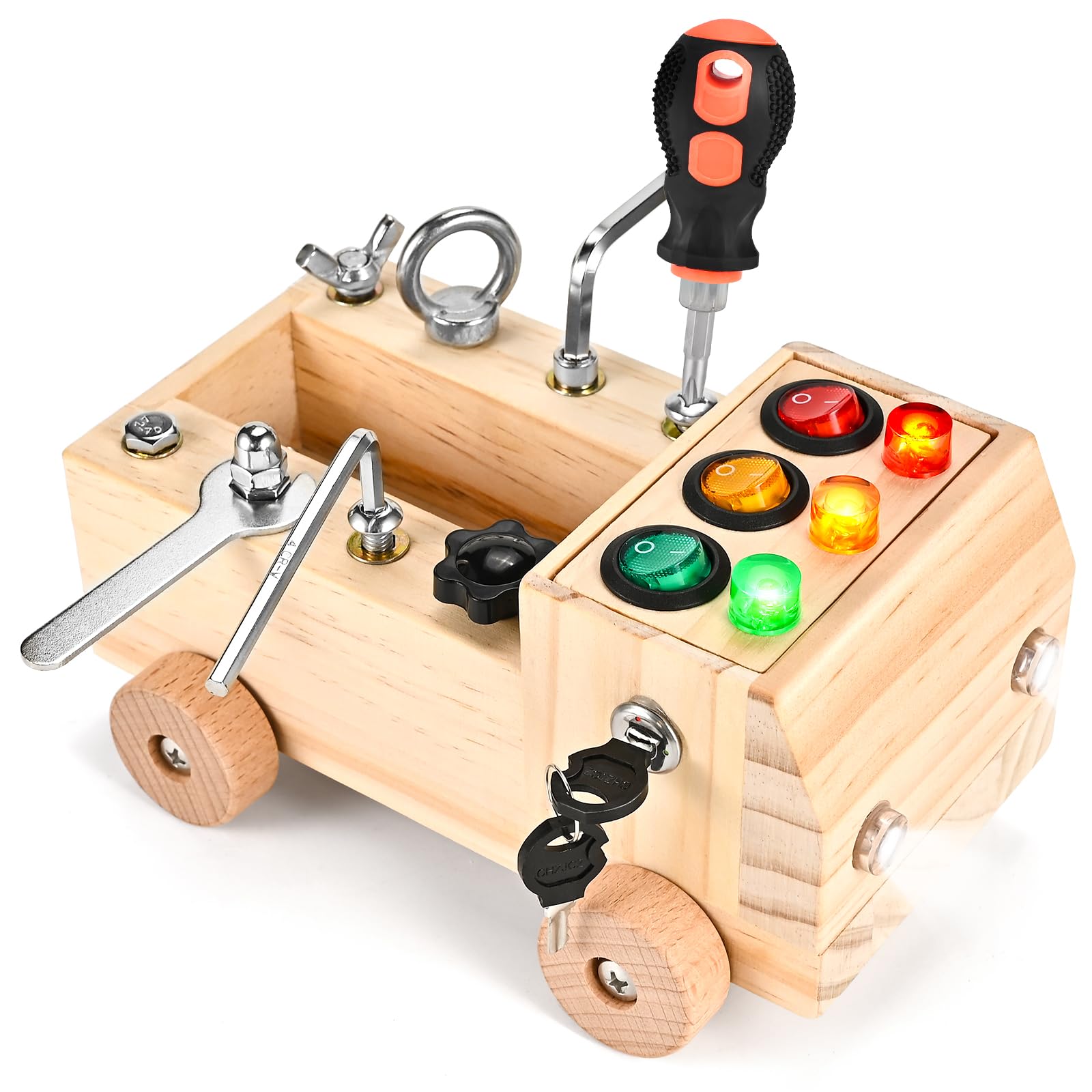 Wooderma Montessori Screwdriver Board, Multicoloured