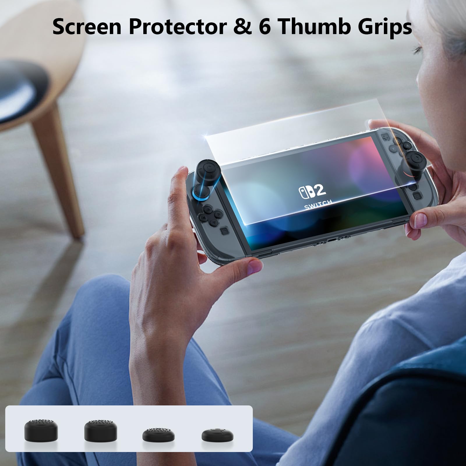 HEYSTOP Coque pour Console Nintendo Switch 2, Coque de Protection pour PC Dockable Housse en TPU avec Protection D'écran pour Nintendo Switch 2 Accessoires avec Capuchons pour Joysticks Switch 2