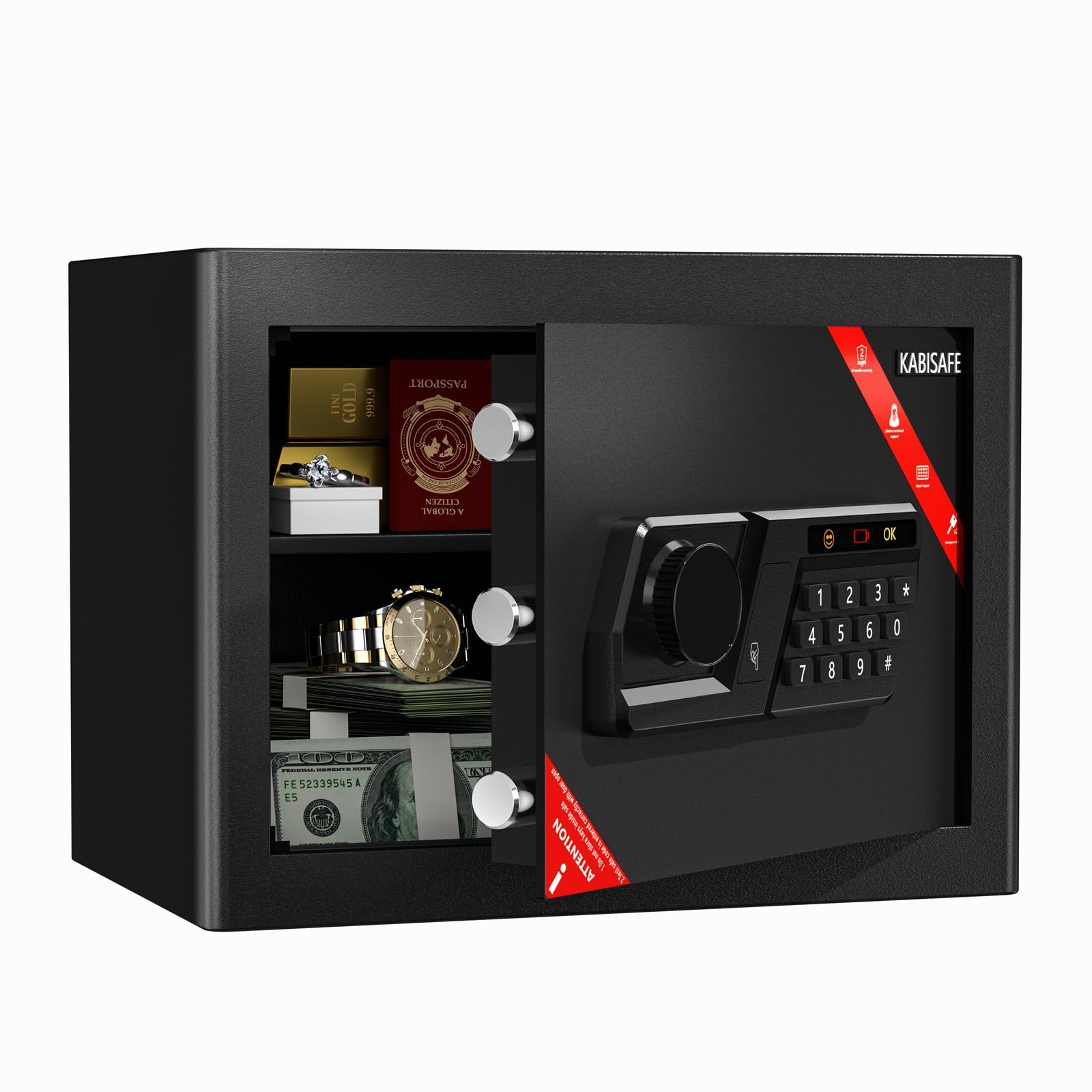 25L Coffre-fort à clavier digital, Coffre fort mural pour bureau à domicile pour Bijoux Documents Passeport