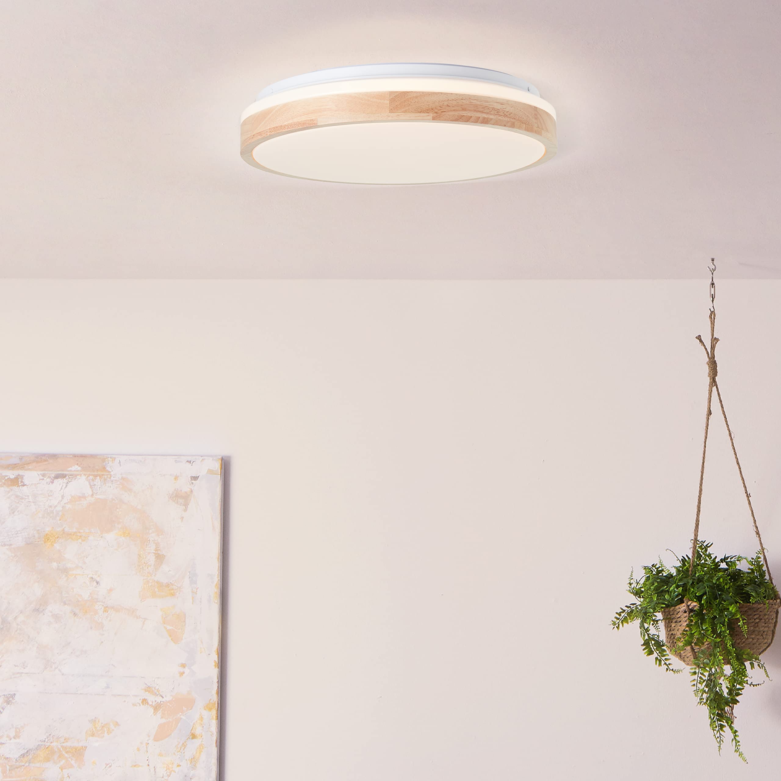 Brilliant Brodsky - Plafón LED (38 cm, madera clara/blanco, metal/madera, 1 LED integrado, 24 W, flujo luminoso: 2500 lm, color de la luz: 3000 K)