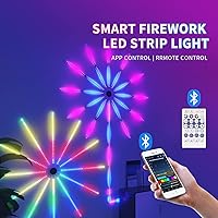 Vista 9 de GEYUEYA Home Fireworks LED Strip Lights, 11.81" Smart RGB Dreamcolor Firework Lights with RemoteAPP Control, 258 LEDs Color Changing Chasing Effect