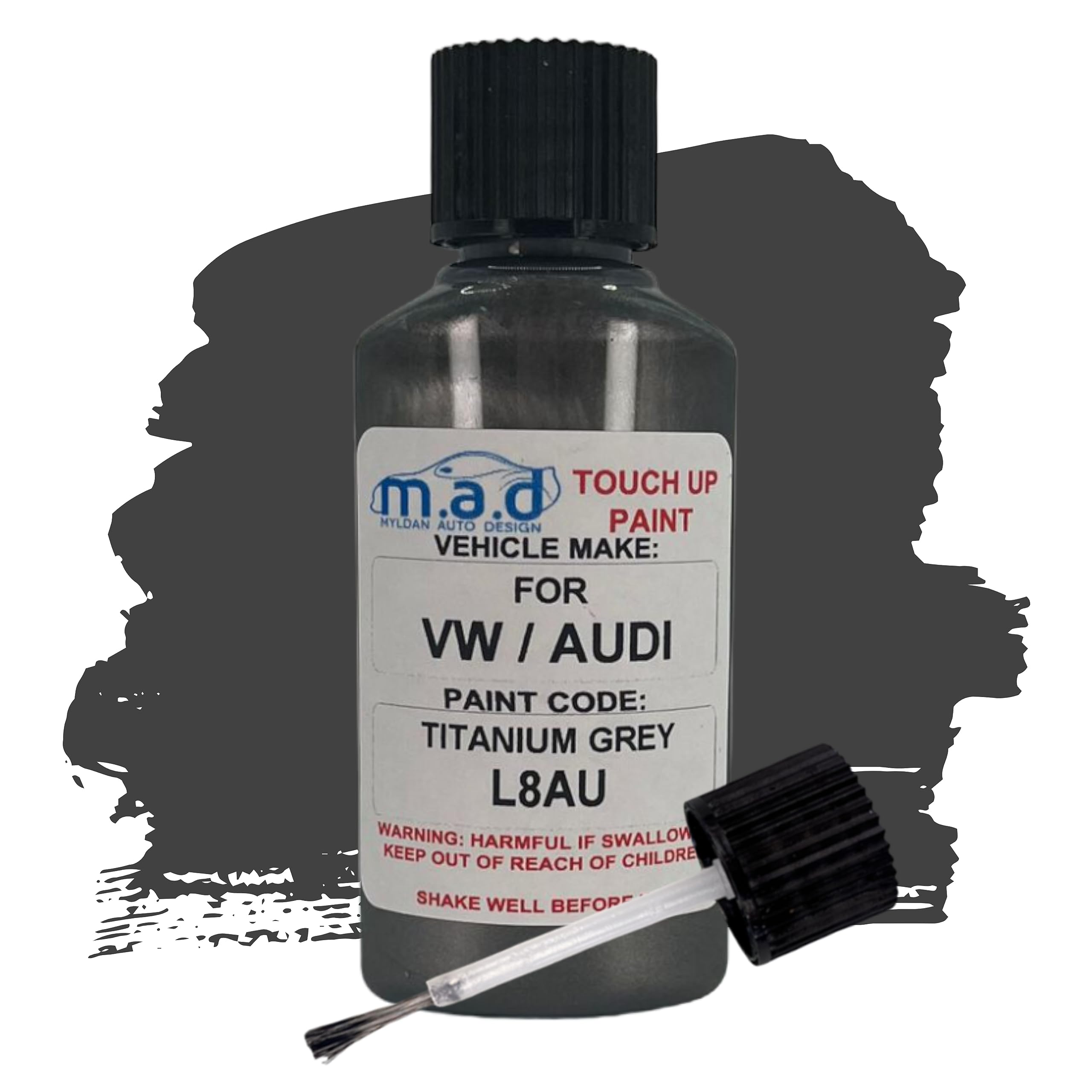 M.a.d Myldan Auto Design Paint & Lacquer M.a.d Compatible With Audi L8au Titanium Grey Wheel Touch Up Kit Rs4 Rs5 Ttrs A3 A4 A5 A6 Tt A8 (, 30 Milliliters)