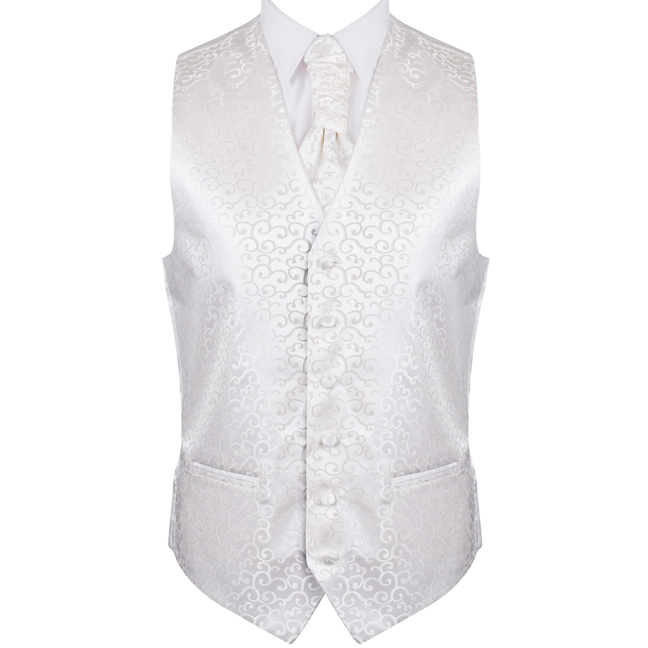 Abel & Burke Ivory Royal Swirl Wedding Waistcoat #AB-WWA1001/6 Men's XXL - 50''
