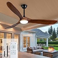 Vista 51 de 42 Inch Low Profile Ceiling Fans with Lights and Remote, Flush Mount Ceiling Fan with Lights, 3 Blades Solid Wood Dimmable Walnut Easy Installation
