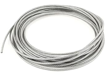 Clear Vinyl Coated Wire Rope 304 Stainless Steel Cable 3/16" Thru 1/4" 7x19-50 ft Coil for DIY Cable Decking Railing System, Marine Grade