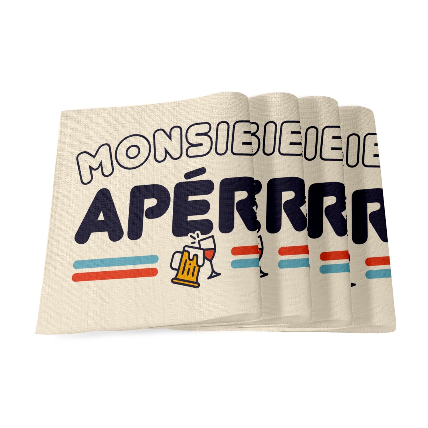Set de table en lin Monsieur Apéro grand format 40x28.5 cm pour soirée
