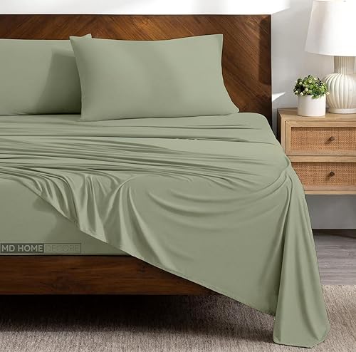 Miniatura 136 de Juego de sábanas de bolsillo extra profundas (4 piezas) 100% algodón egipcio de 400 hilos, bolsillo profundo de 22 pulgadas, sábana bajera ajustable