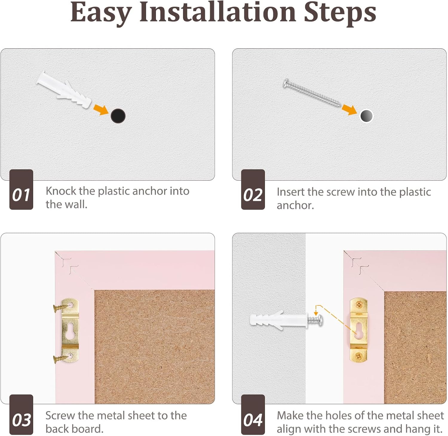 DOLLAR BOSS Bulletin Board with Linen 24'' x 18'' Pink Framed Cork Boards for Walls, Photo Display Pin Board, Decorative Corkboard for Office Home School Girls Dorm Decor with 10 Pushpins, White