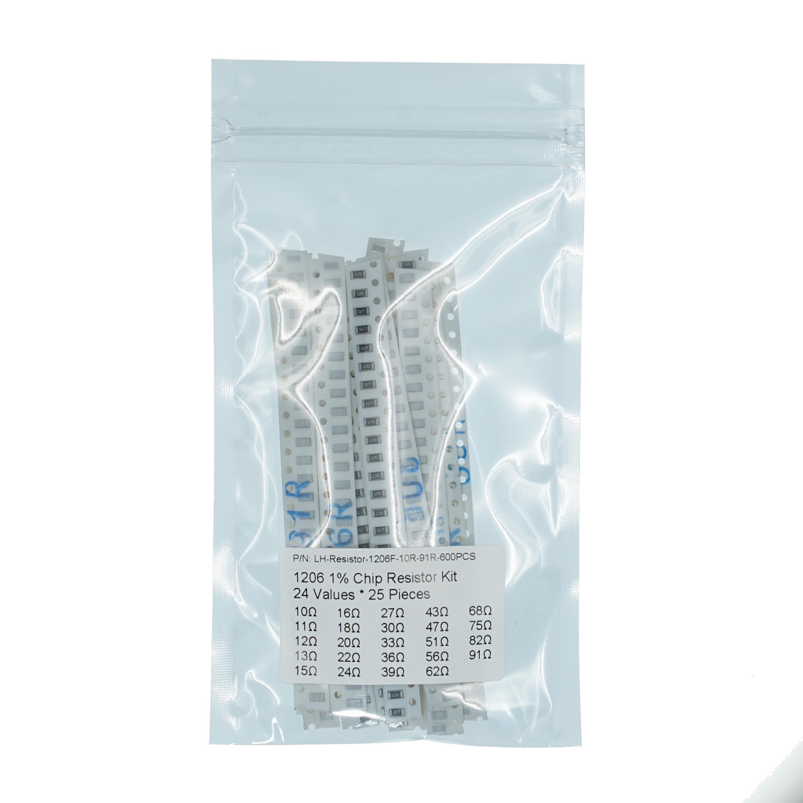 Kit De 600 Résistances CMS 1206, 24 Valeurs De 10K à 91K Ohm, Tolérance 1% - Parfait Pour L'électronique DIY