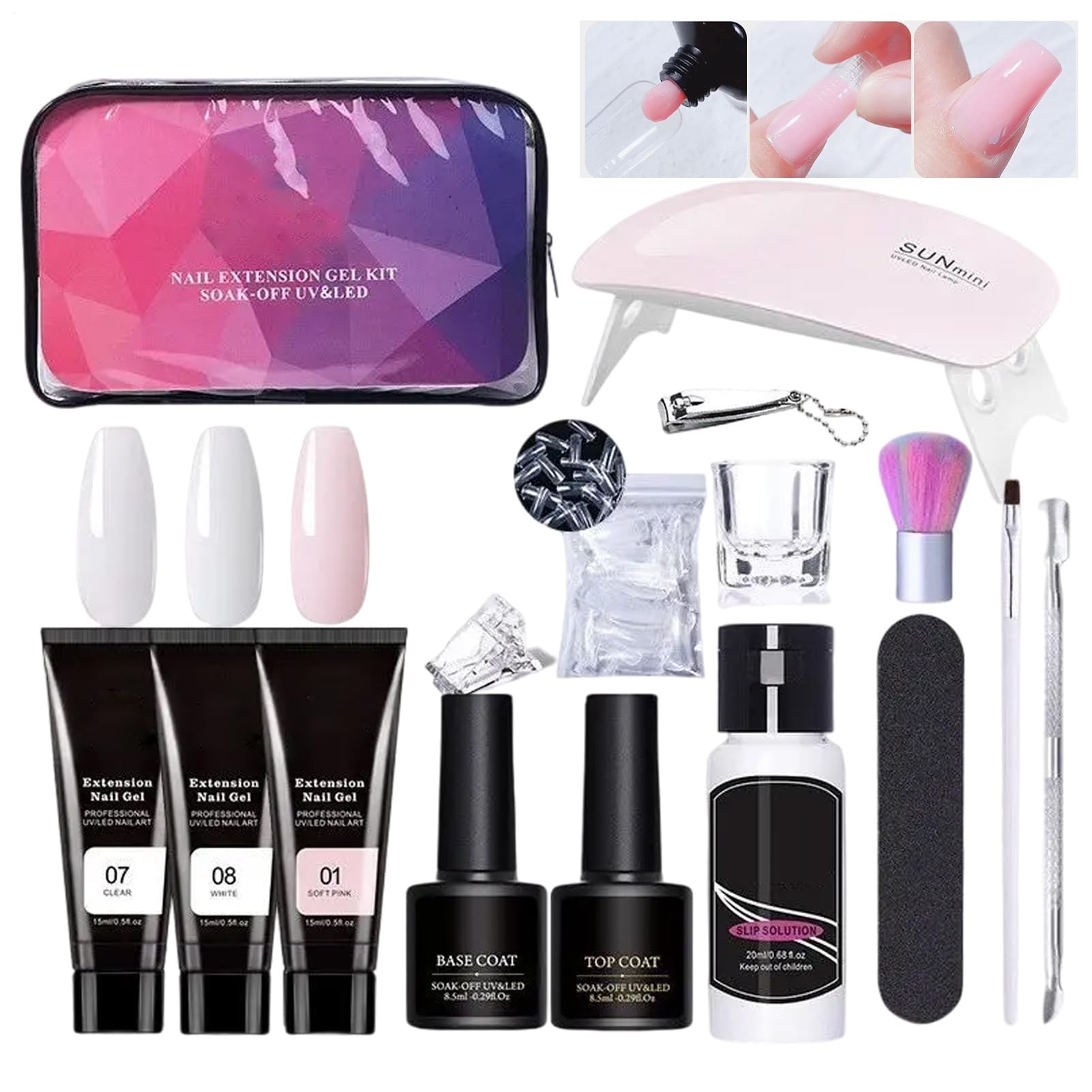 Kit di gel per unghie Builder, kit gel di prolungate Poly Kit di gel a 3