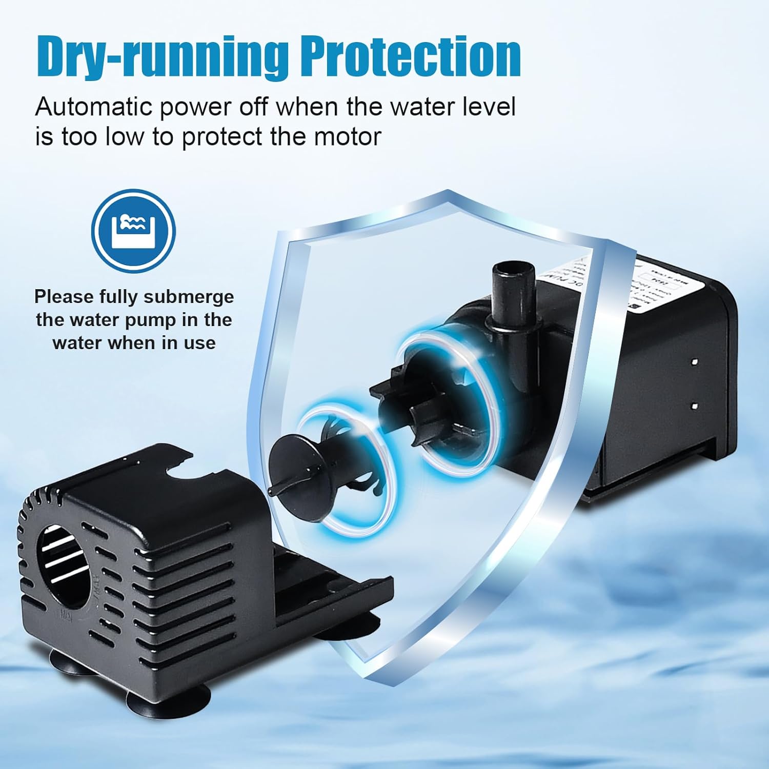 ECO-WORTHY 449 GPH Solar Powered Water Fountain Pump Upgraded Dry-run Protection Brushless Submersible Pump 12V-24V DC with 16.4ft(5M) Power Cord, 10.17 ft High Lift, 2Nozzles for Pond, Hydroponics