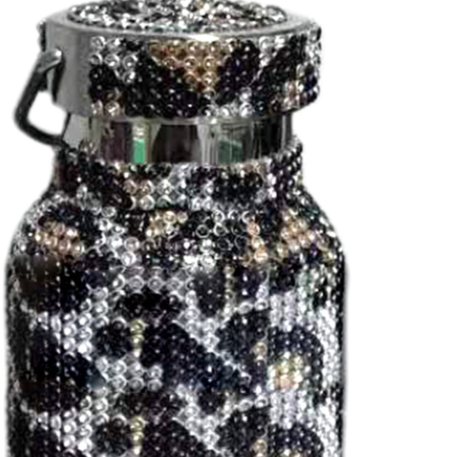 Bottiglia d'acqua in acciaio inox, 350 ml/500 ml/750 ml con strass intarsiato isolamento termico tazza dell'acqua per lavoro, palestra, viaggio leopardo dorato 750 ml