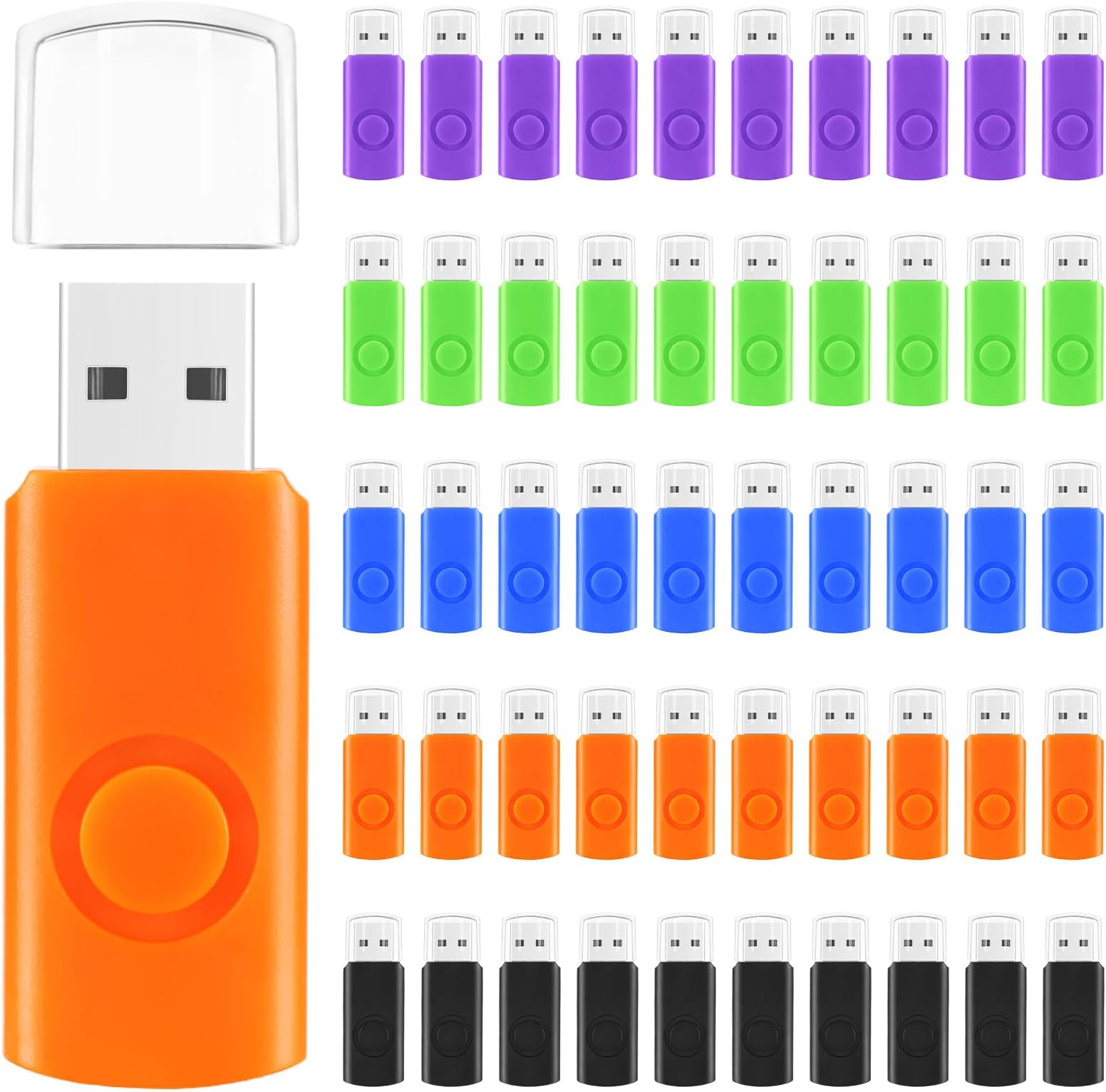 Kanayu 50 Pcs Flash Drives 128MB USB Flash Drive Thumb Drives 2.0 USB Drives Suitable for Desktop Laptop Car Audio for External Storage and Backup, 5 Colors, Not 128GB