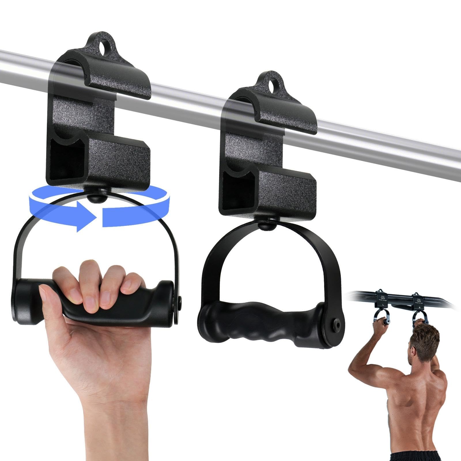 #N/A/a 2 Piezas de Giratorios 360 Grados Ergonómicos de Acero para Ejercicio con Agarre Antideslizante Y Resistencia hasta 136 Kg Adecuados