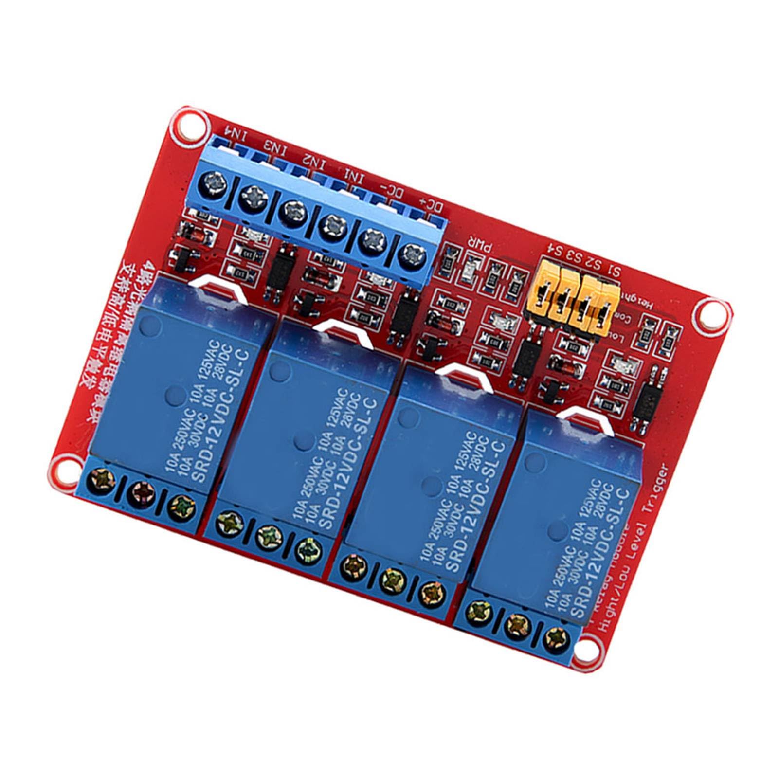 5 V/12 V/24 VDC 4-kanałowy transoptor moduł przekaźnikowy High Low Level Trigger z lampką kontrolną (12 V)